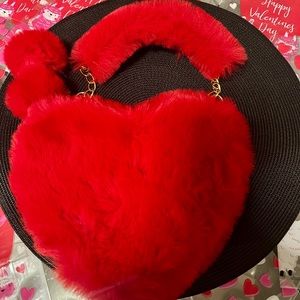 Valentines gift New Heart fun ♥️ furry bag NWOT